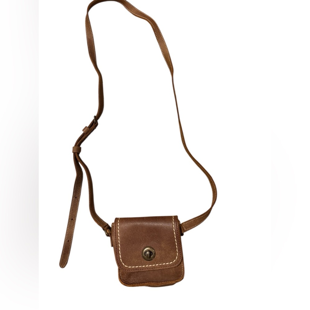 Roots Brown Leather Crossbody Mini Bag in great condition